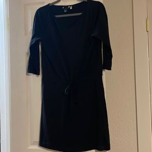 Black dress with draw string in middle